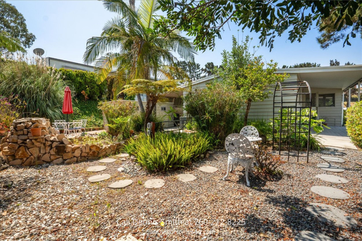 Outdoor space surrounding manufactured home for sale in Vista CA 92081...